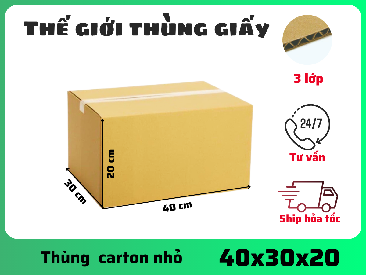 Thùng carton size 40x30x20cm