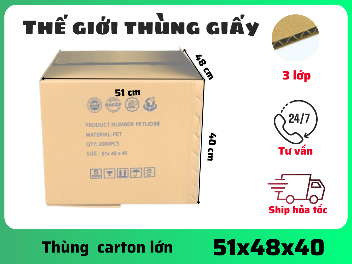 Thùng carton size 51x48x40cm